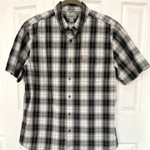 Men's Carhartt Size Large Relaxed Fit , Short-Sleeved, Button-Down Plaid Shirt